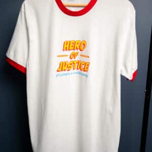 White Justice League Ringer Tee