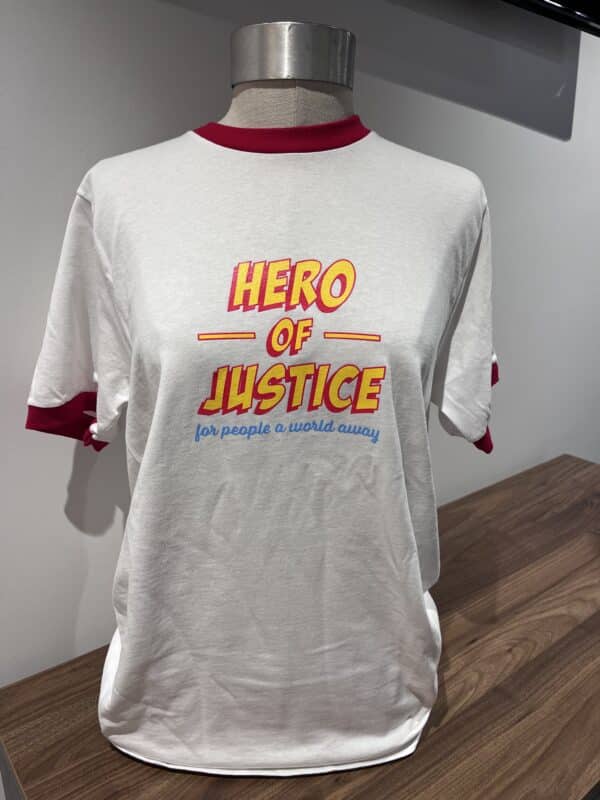 White Justice League Ringer Tee